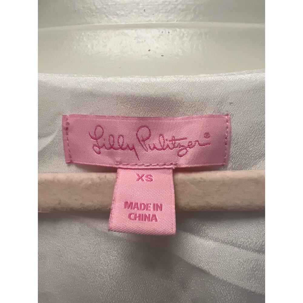 Lilly Pulitzer Women’s Astara Mini Shift Dress Leaf Eyelet Pom-Pom Size XS White - Picture 3 of 5